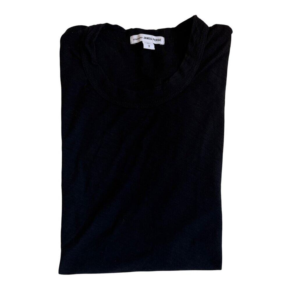 James Perse Cotton Short Sleeve T-Shirt (Black) - Size 2